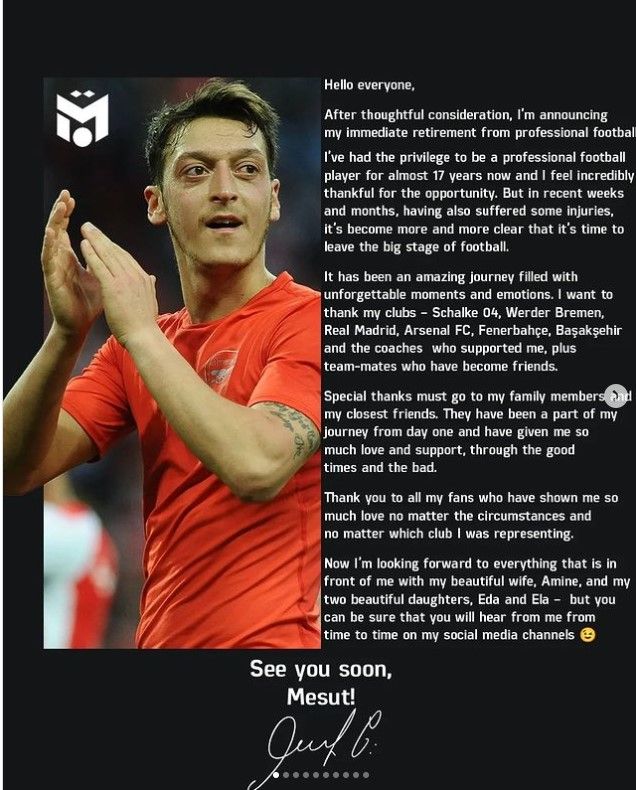 News Photo 1 - Germany - Sports - mesut_ozil_retires_from_football